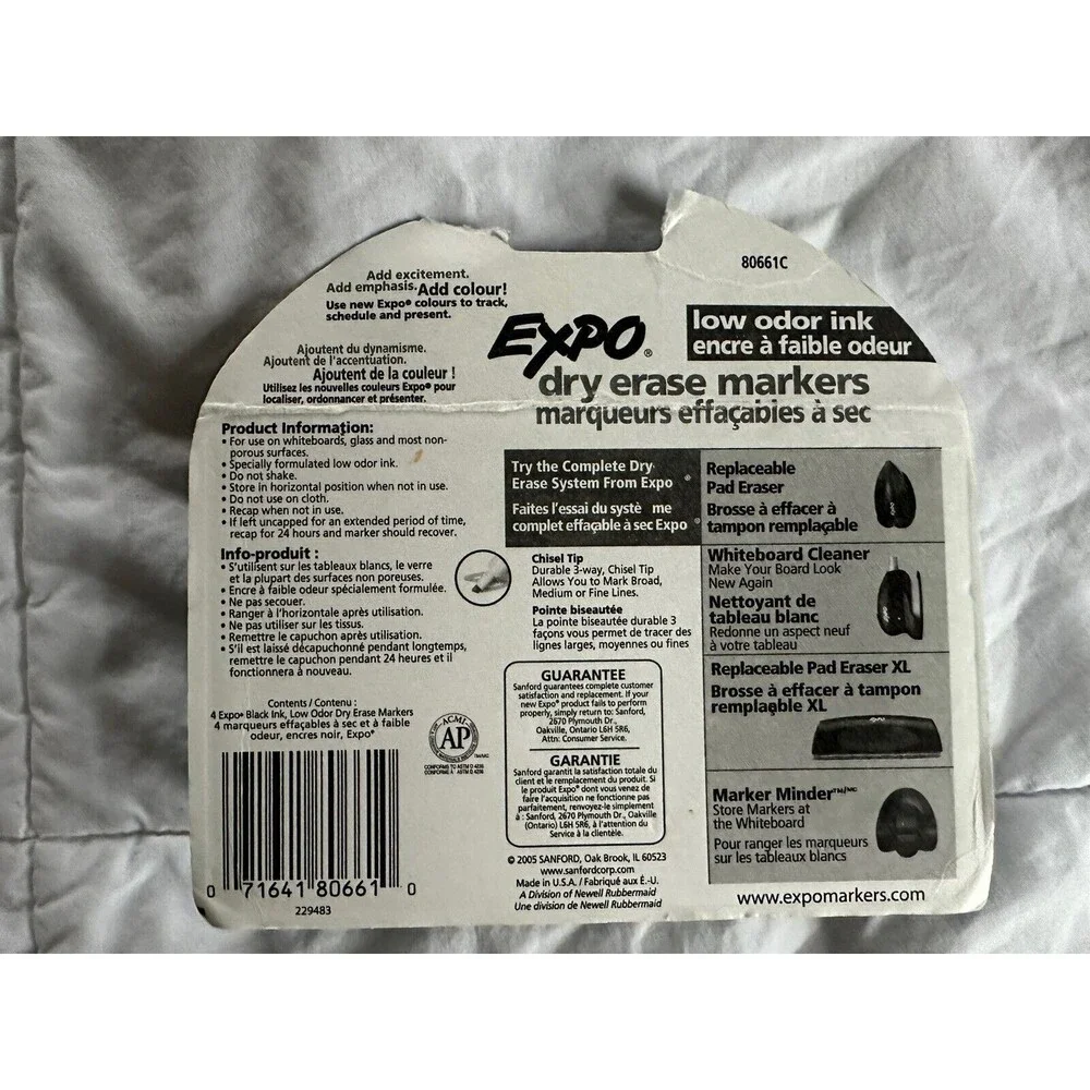 Expo Dry Erase Markers, Chisel Tip, Black, 4 Pack, New